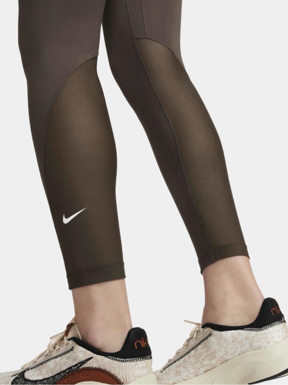 Nike One Women's Mid-Rise 7/8 Mesh-Panelled Leggings chocolate brown sz L